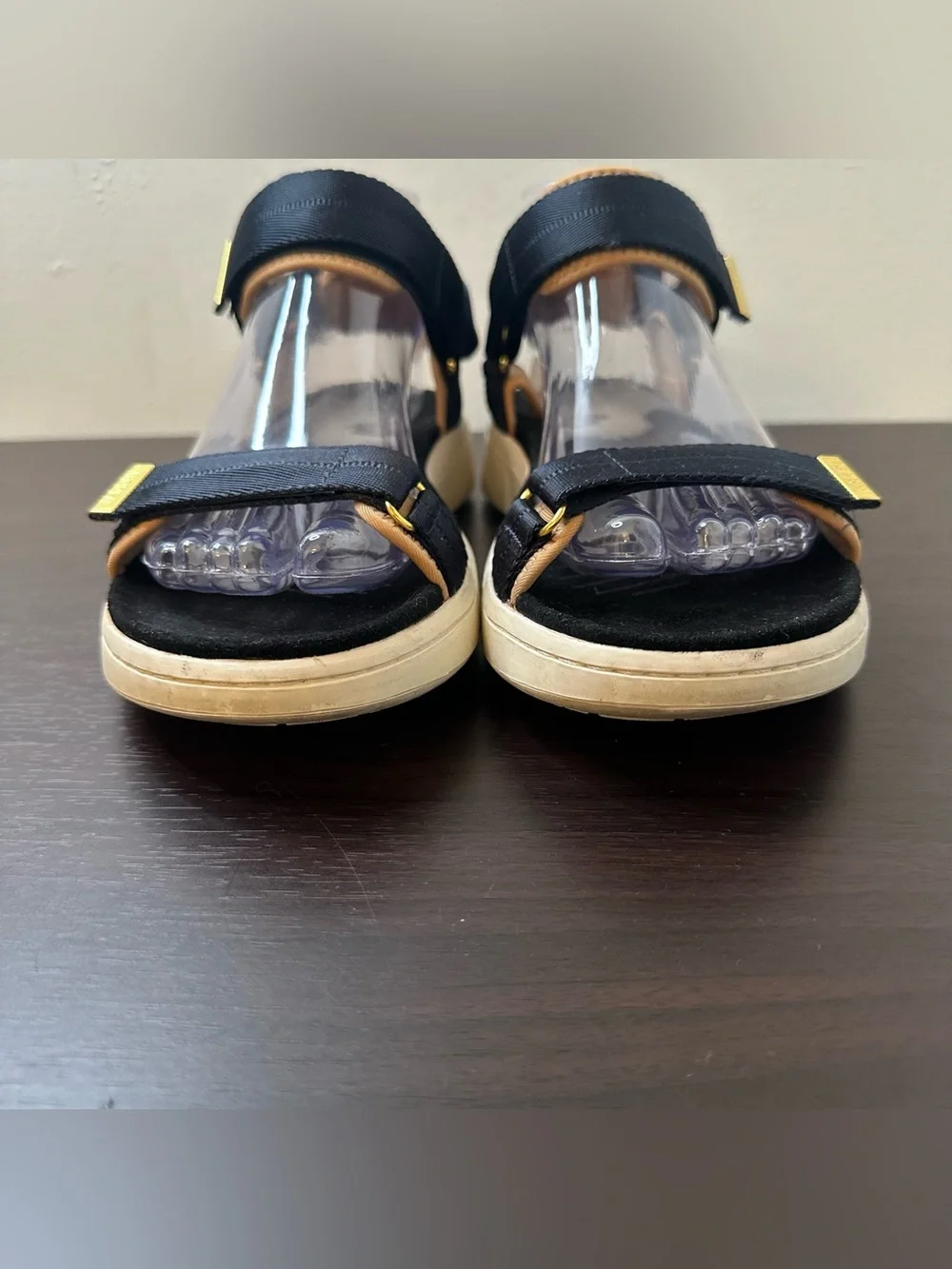 WODEN Line Natural Soft Navy Blue Strappy Sandals Hook & Loop Ortho Comfort, 7.5